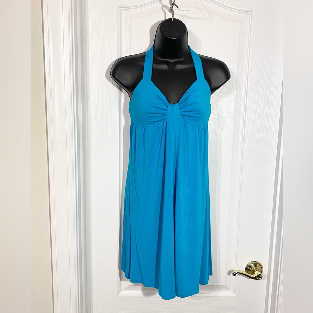 Y2K VTG bebe Sport USA MADE Knit Halter Dress Turquoise Size XS